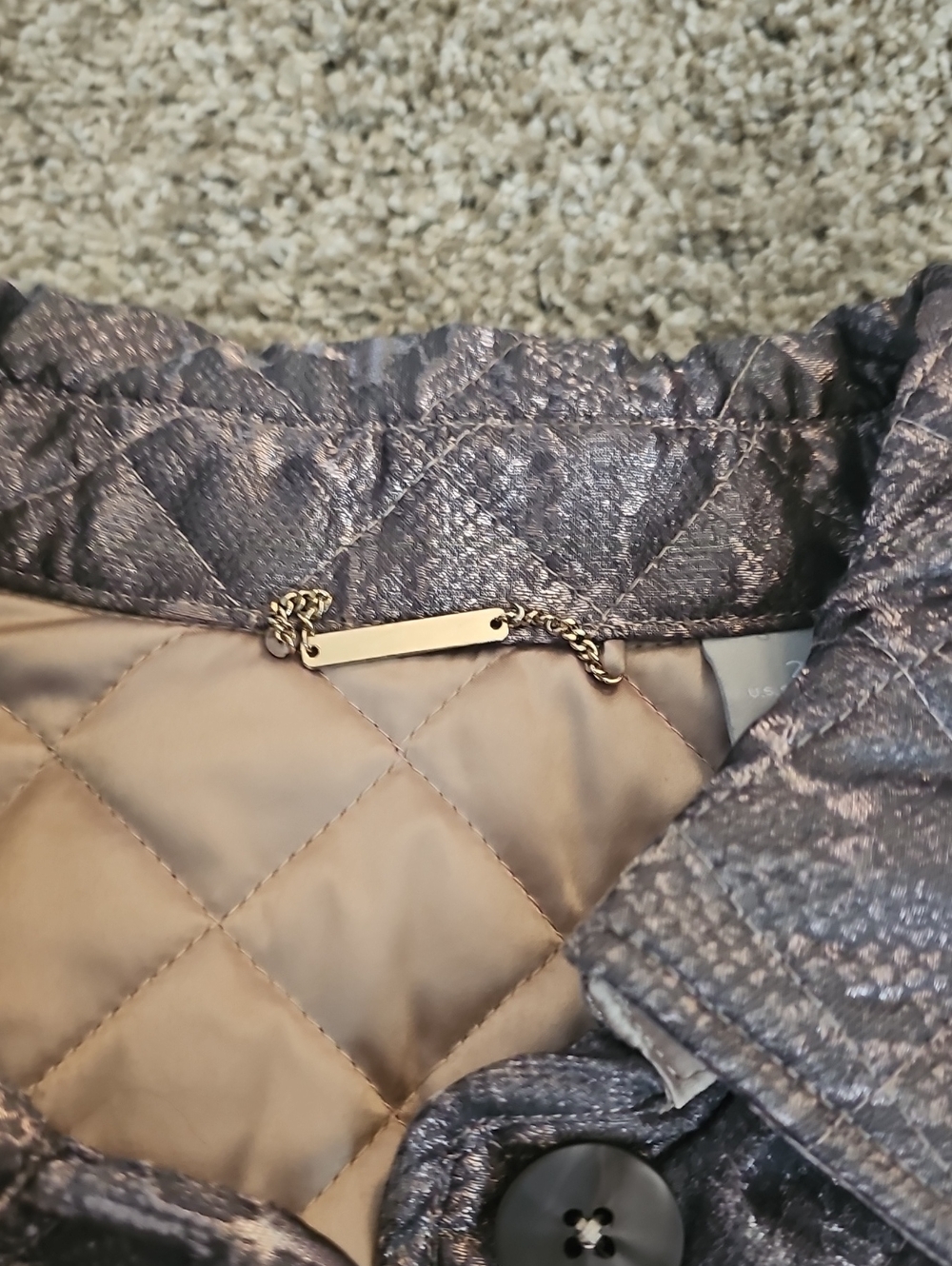 NWT Chico's Women's Quilted Metallic Python Snake Print Jacket - Picture 7 of 13